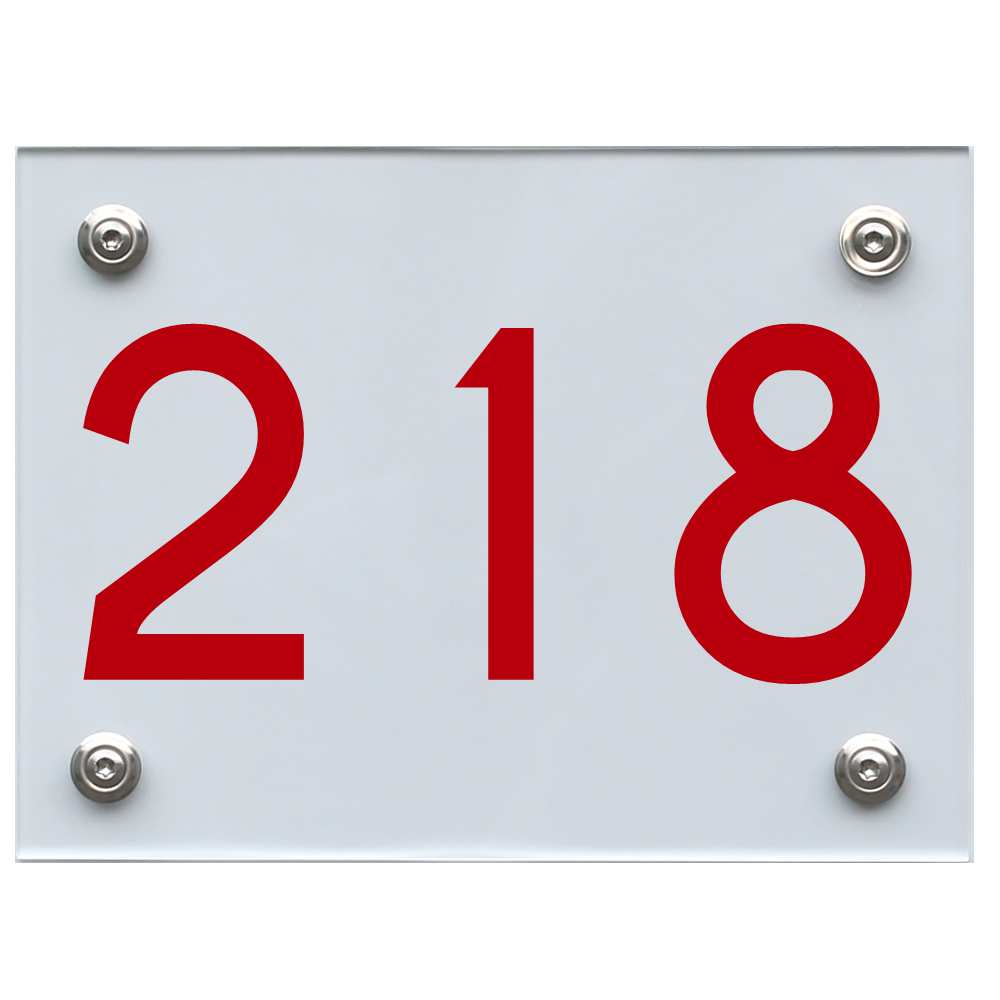 Hausnummernschild 218 rot