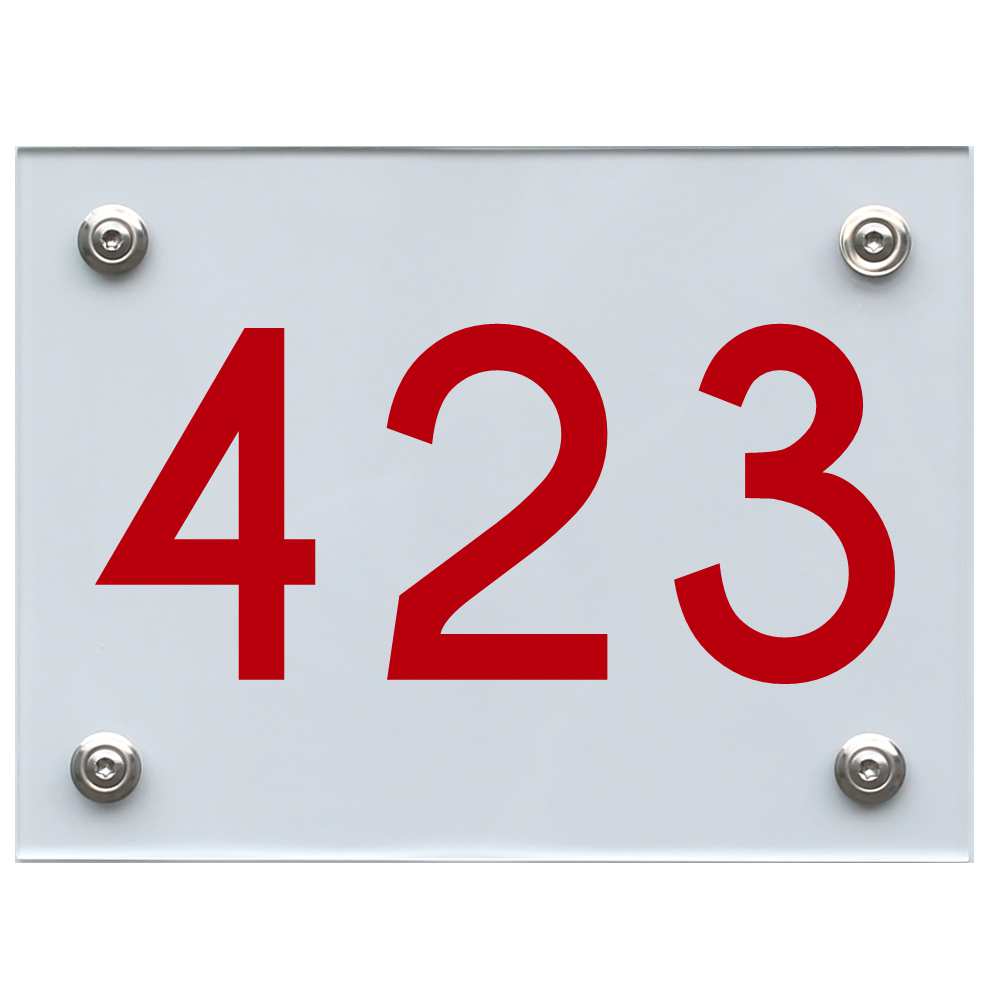 Hausnummernschild 423 rot