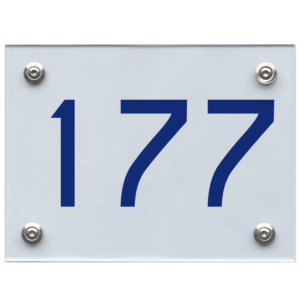 Hausnummernschild 177 blau