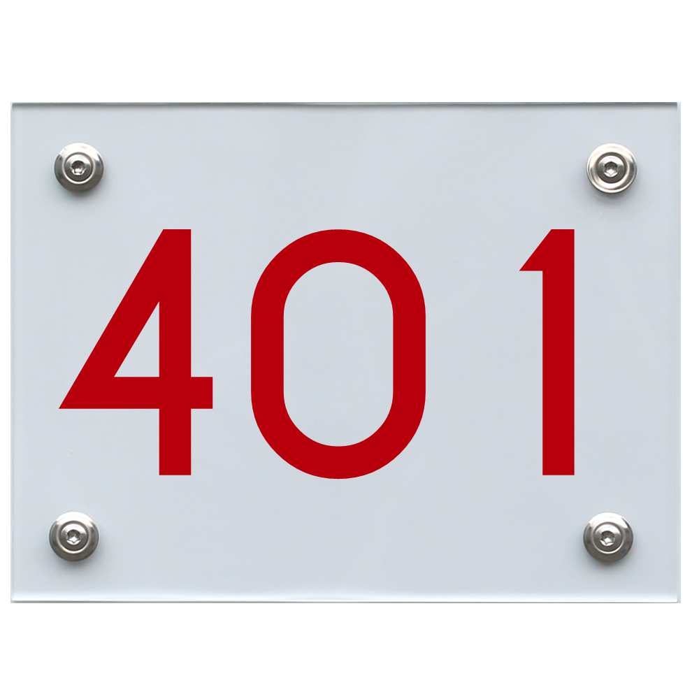 Hausnummernschild 401 rot