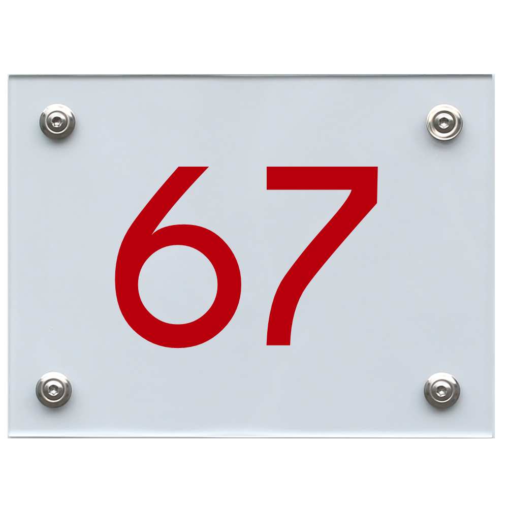 Hausnummernschild 67 rot