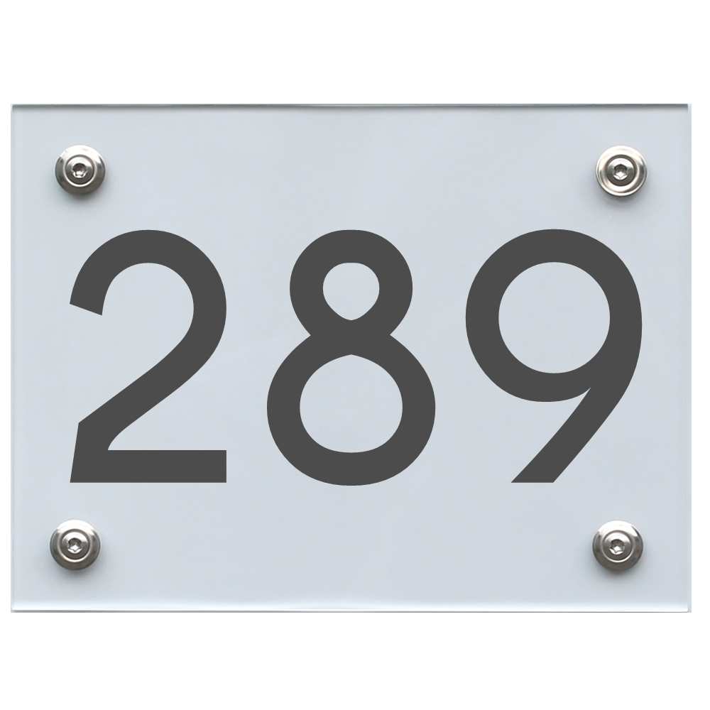Hausnummernschild 289 dunkelgrau