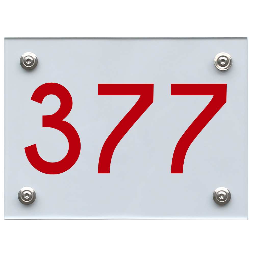 Hausnummernschild 377 rot