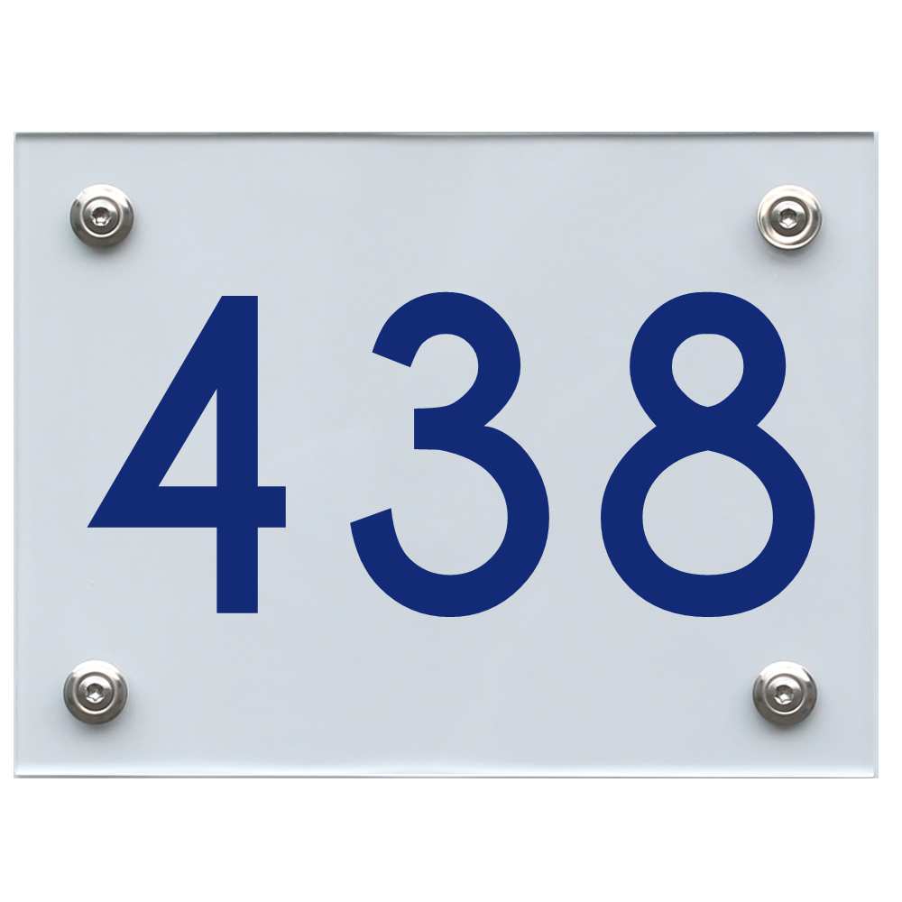 Hausnummernschild 438 blau