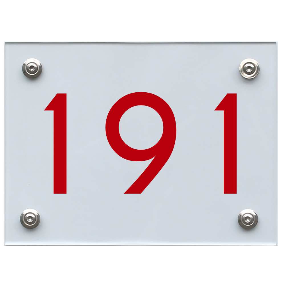 Hausnummernschild 191 rot