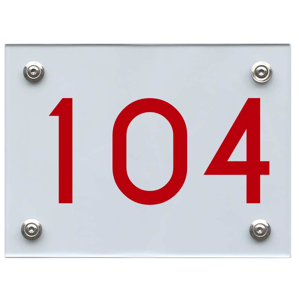 Hausnummernschild 104 rot