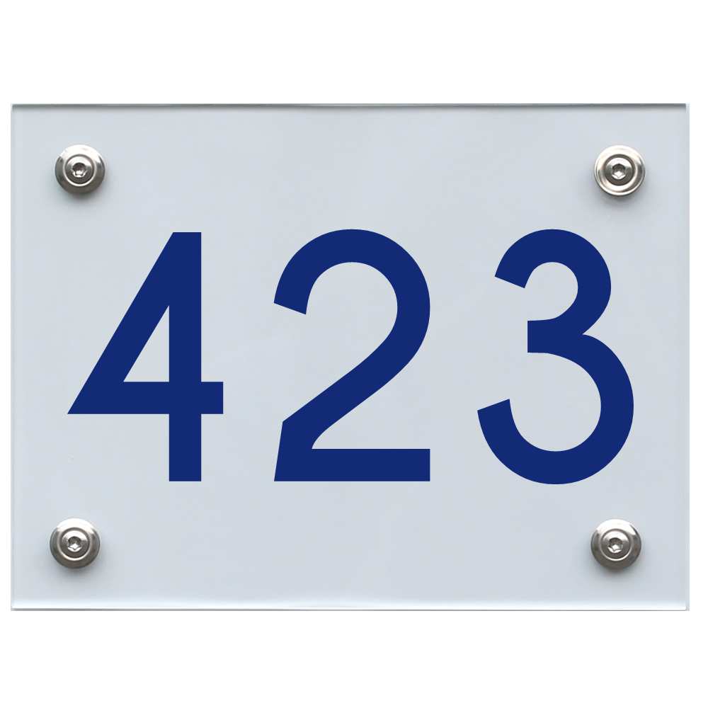 Hausnummernschild 423 blau