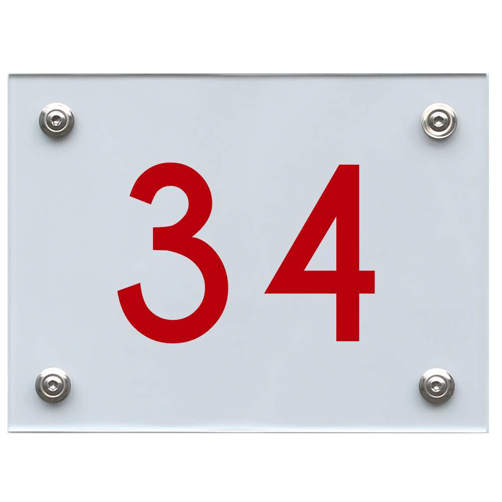 Hausnummernschild 34 rot