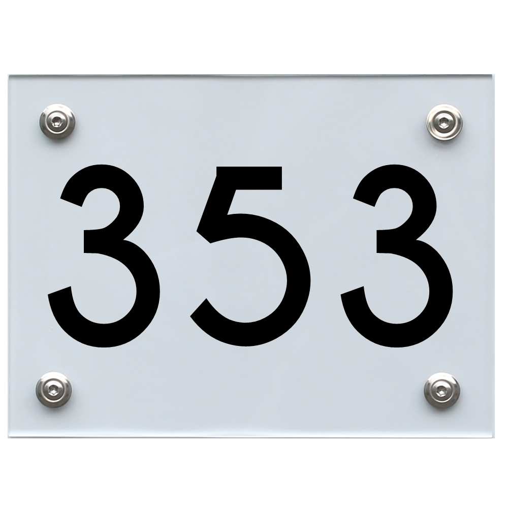 Hausnummernschild 353 schwarz