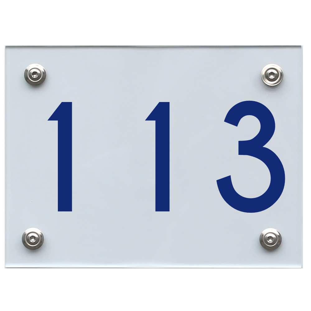 Hausnummernschild 113 blau