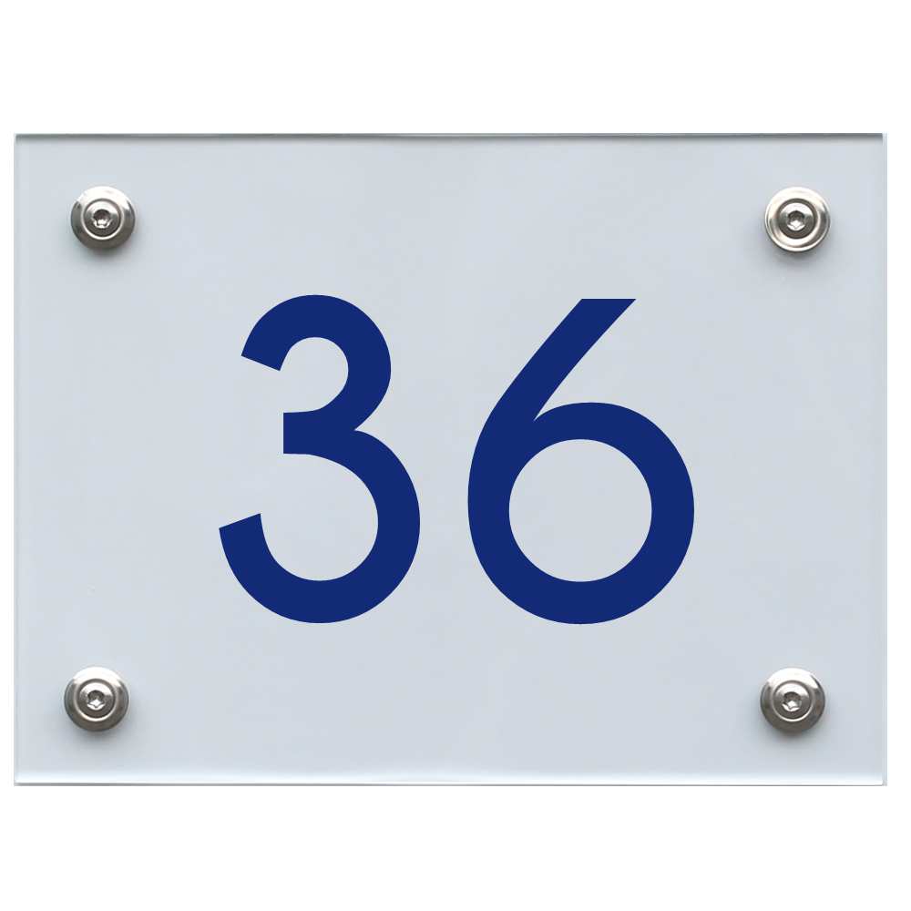 Hausnummernschild 36 blau
