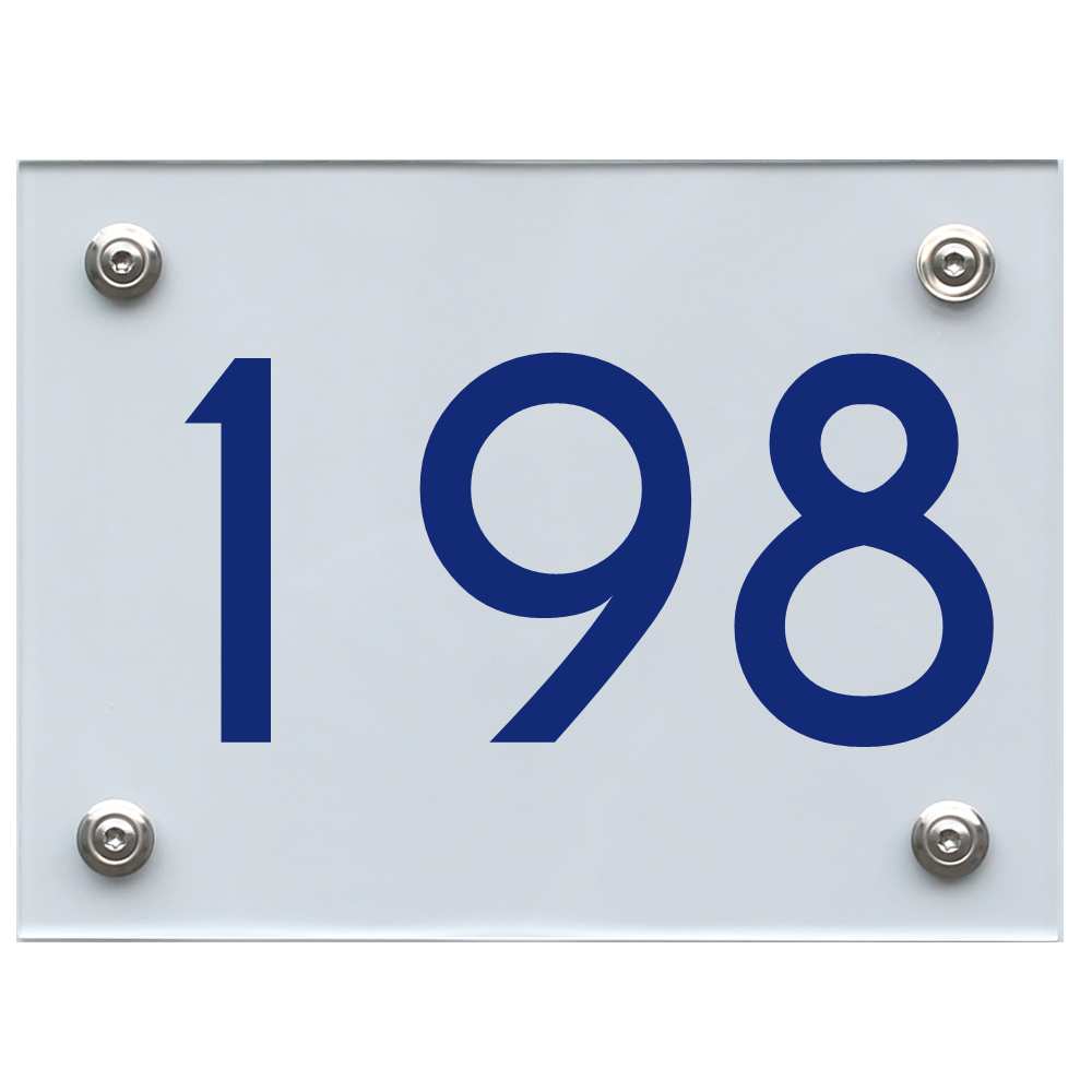 Hausnummernschild 198 blau