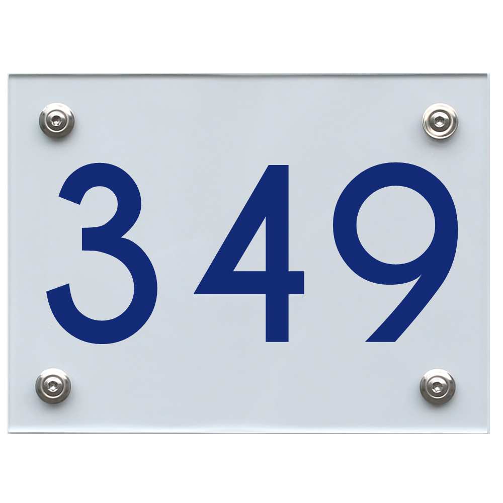 Hausnummernschild 349 blau