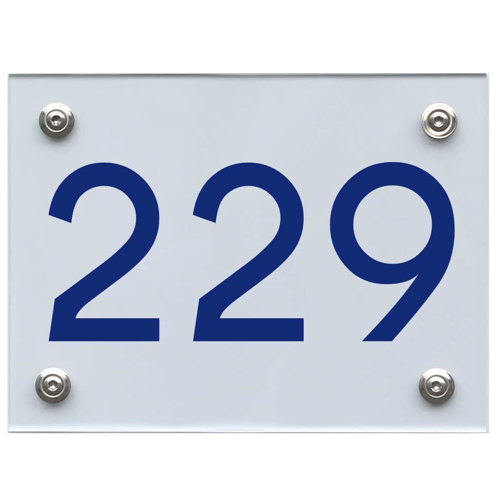 Hausnummernschild 229 blau