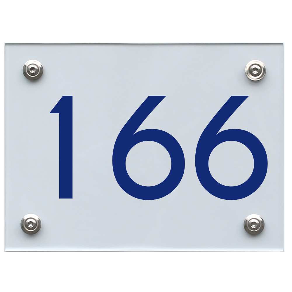 Hausnummernschild 166 blau