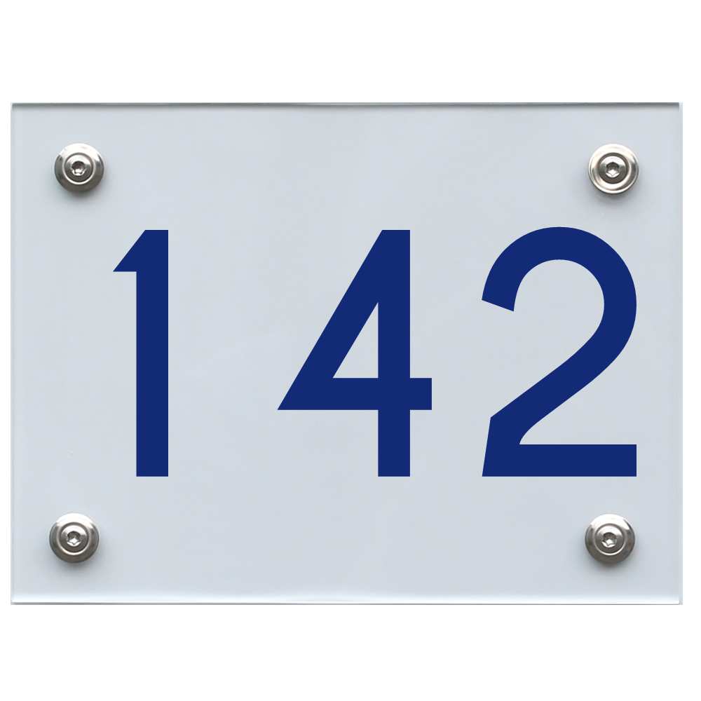 Hausnummernschild 142 blau