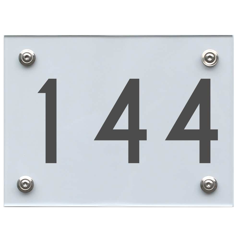 Hausnummernschild 144 dunkelgrau