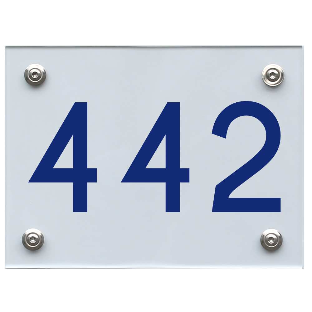 Hausnummernschild 442 blau