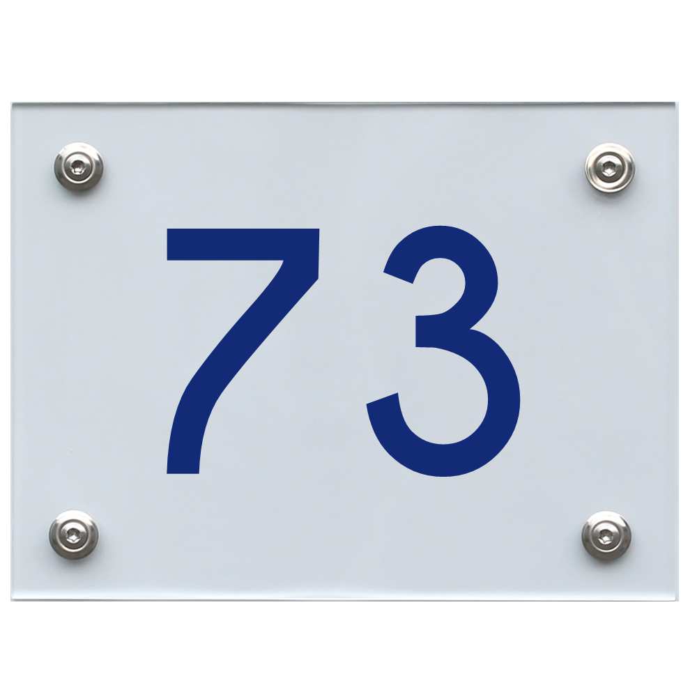 Hausnummernschild 73 blau