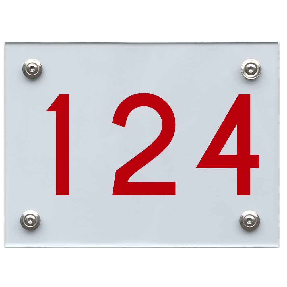 Hausnummernschild 124 rot