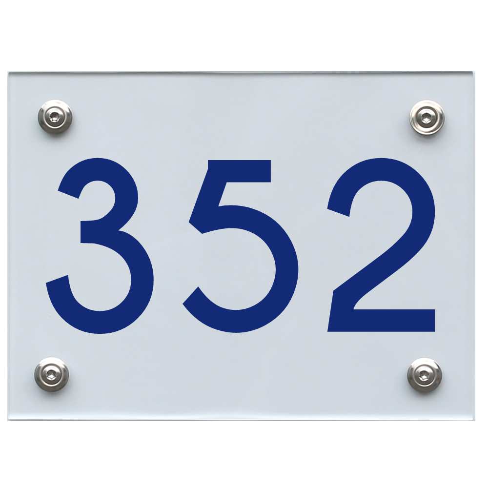 Hausnummernschild 352 blau