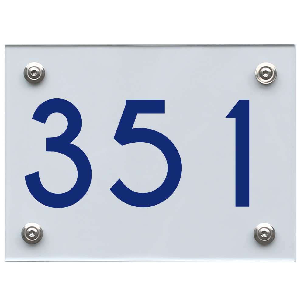 Hausnummernschild 351 blau
