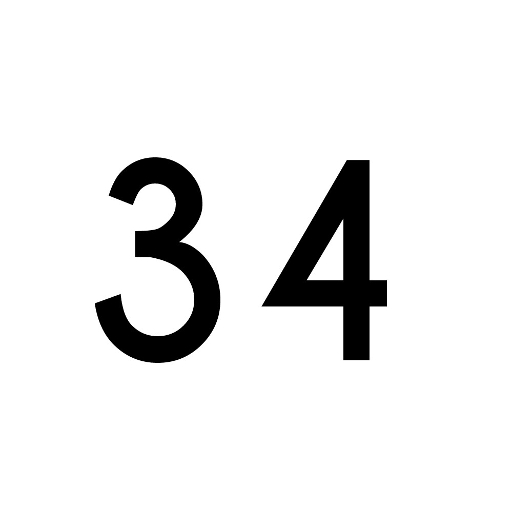 Hausnummer Aufkleber 34 schwarz