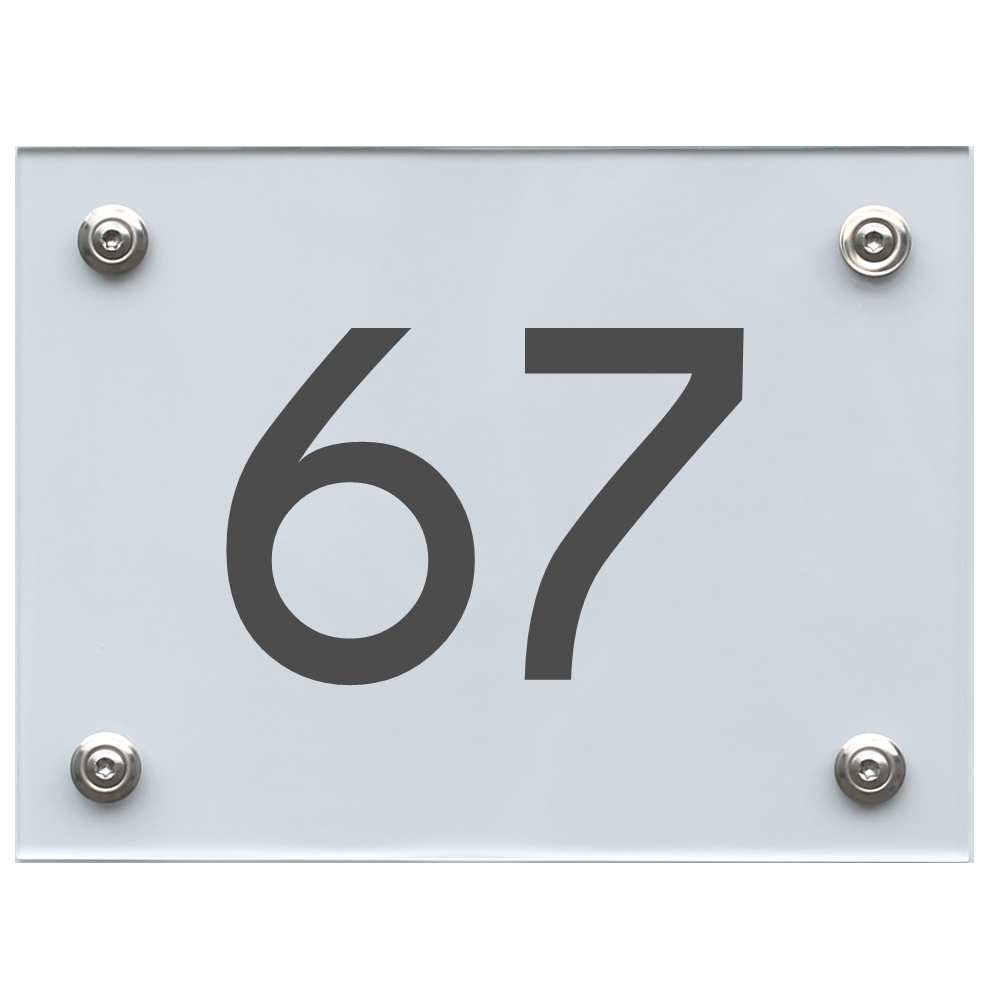 Hausnummernschild 67 dunkelgrau