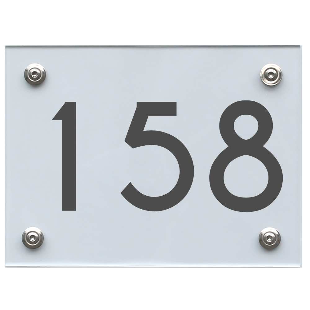 Hausnummernschild 158 dunkelgrau