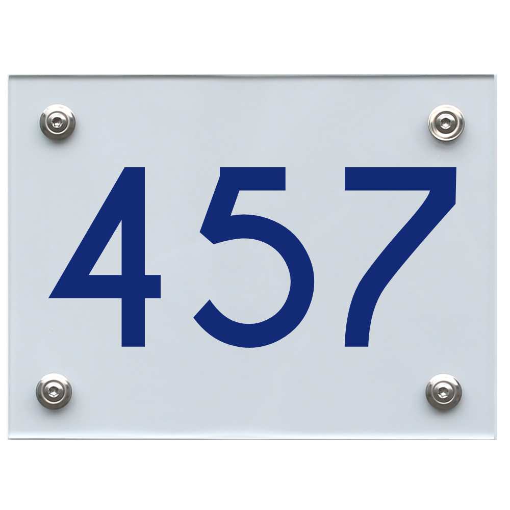 Hausnummernschild 457 blau