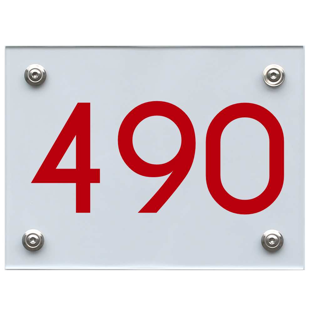 Hausnummernschild 490 rot