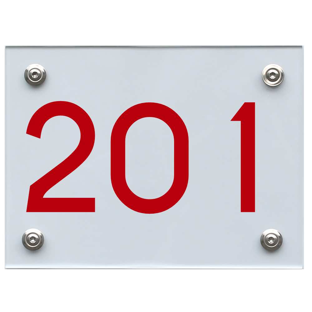 Hausnummernschild 201 rot