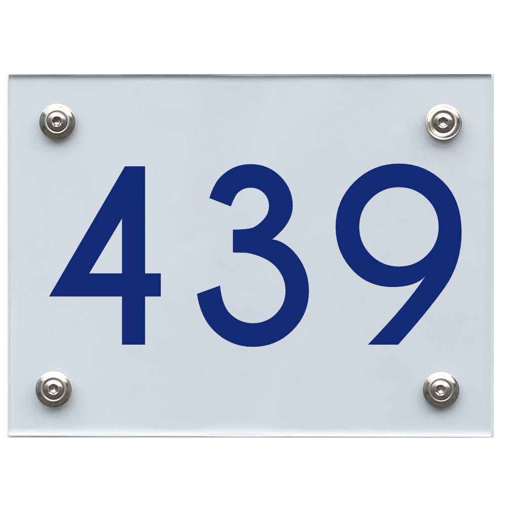 Hausnummernschild 439 blau