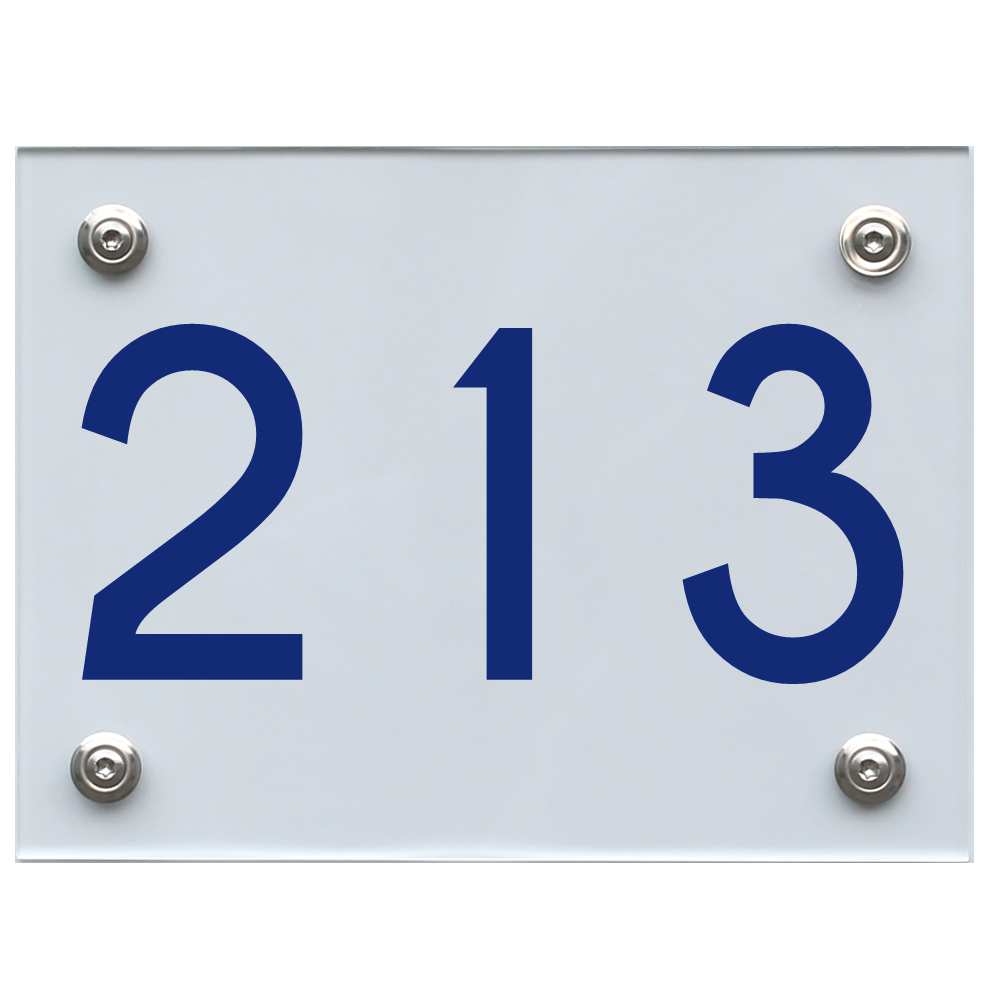 Hausnummernschild 213 blau