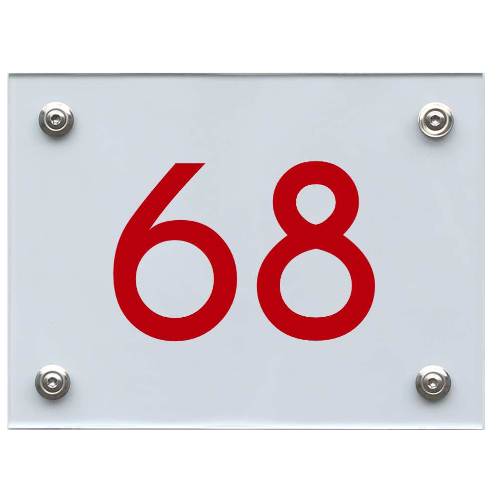 Hausnummernschild 68 rot