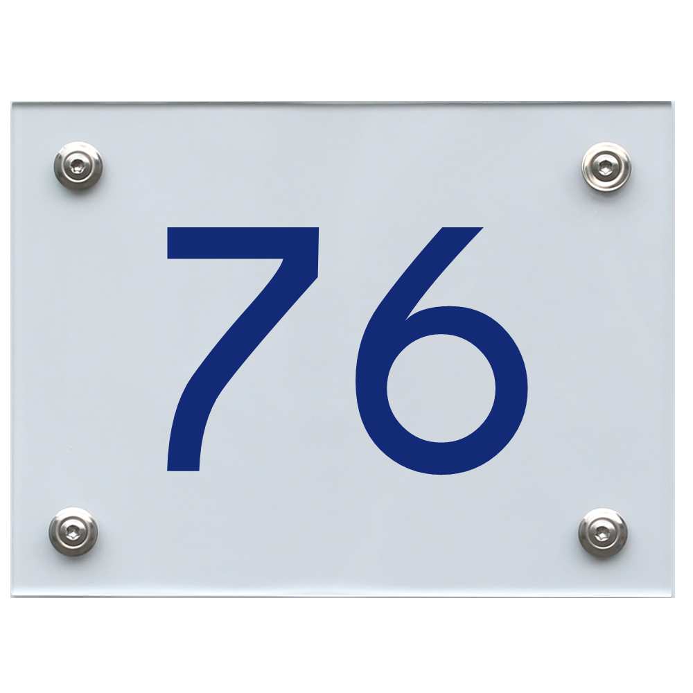 Hausnummernschild 76 blau