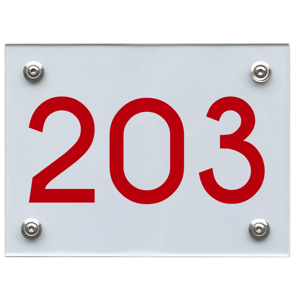 Hausnummernschild 203 rot