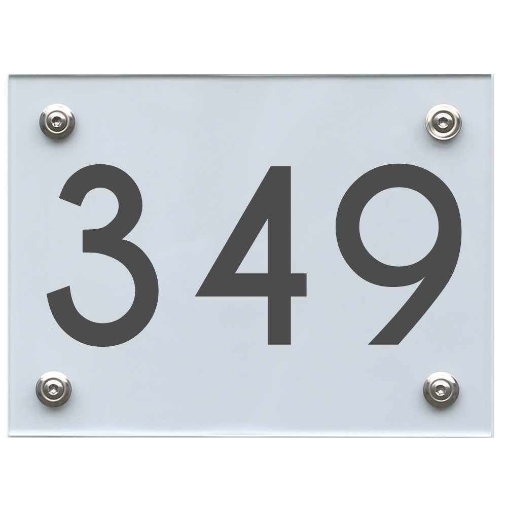 Hausnummernschild 349 dunkelgrau