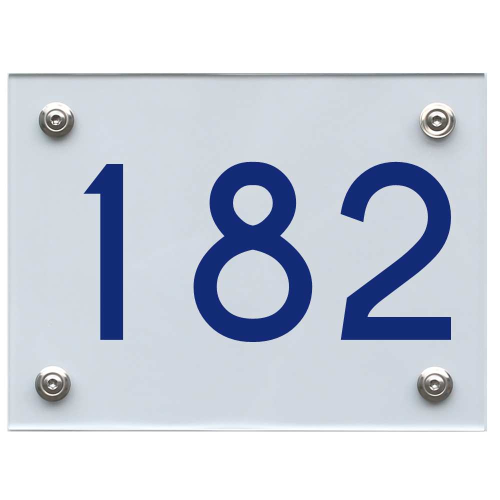 Hausnummernschild 182 blau