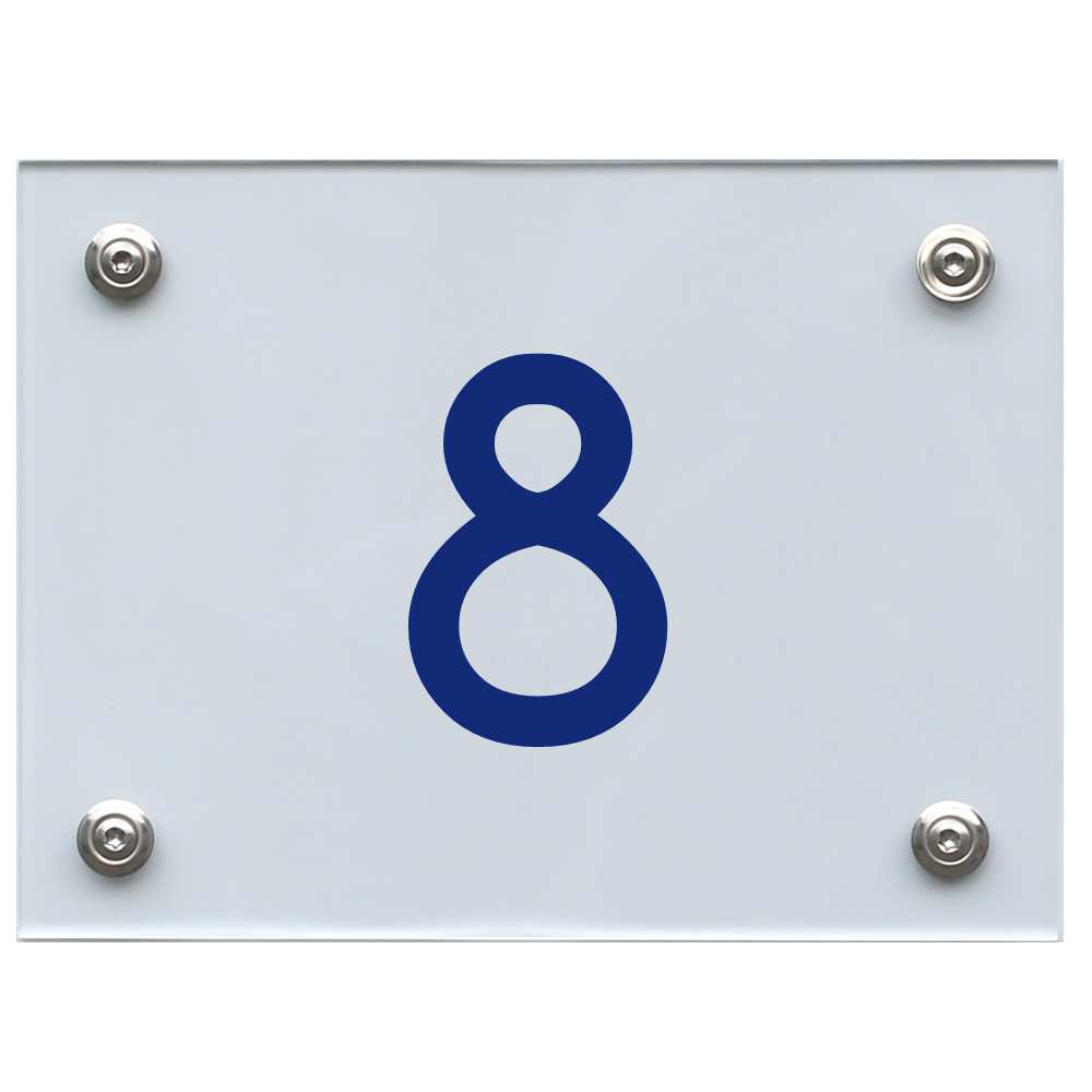 Hausnummernschild 8 blau