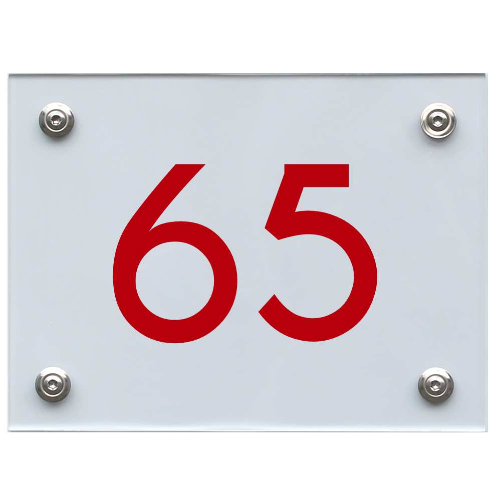 Hausnummernschild 65 rot