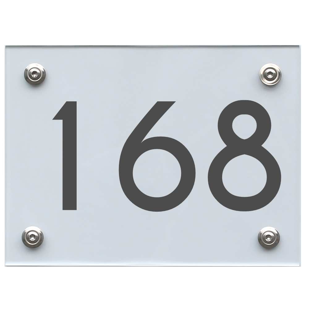 Hausnummernschild 168 dunkelgrau