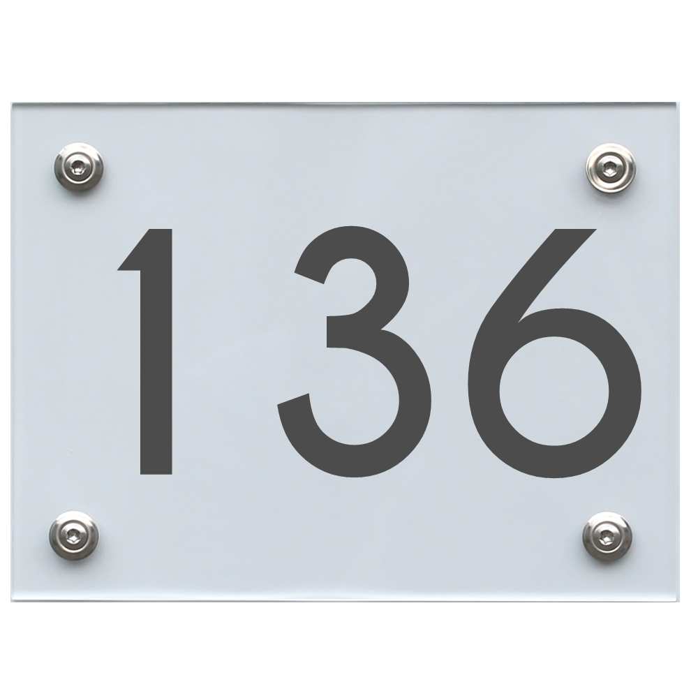 Hausnummernschild 136 dunkelgrau