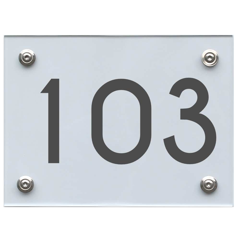 Hausnummernschild 103 dunkelgrau