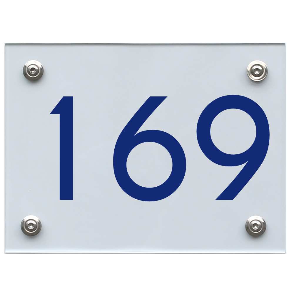 Hausnummernschild 169 blau