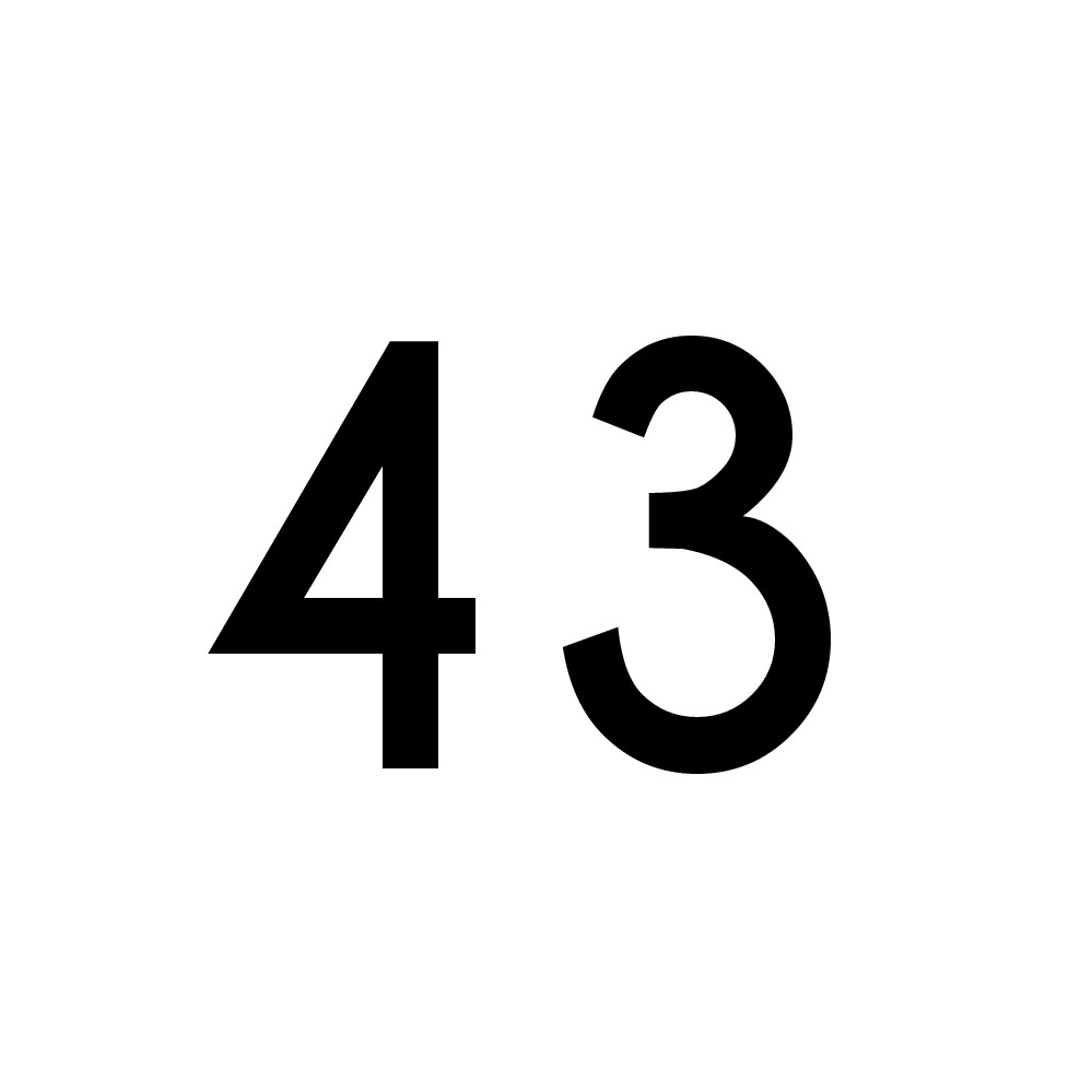 Hausnummer Aufkleber 43 schwarz