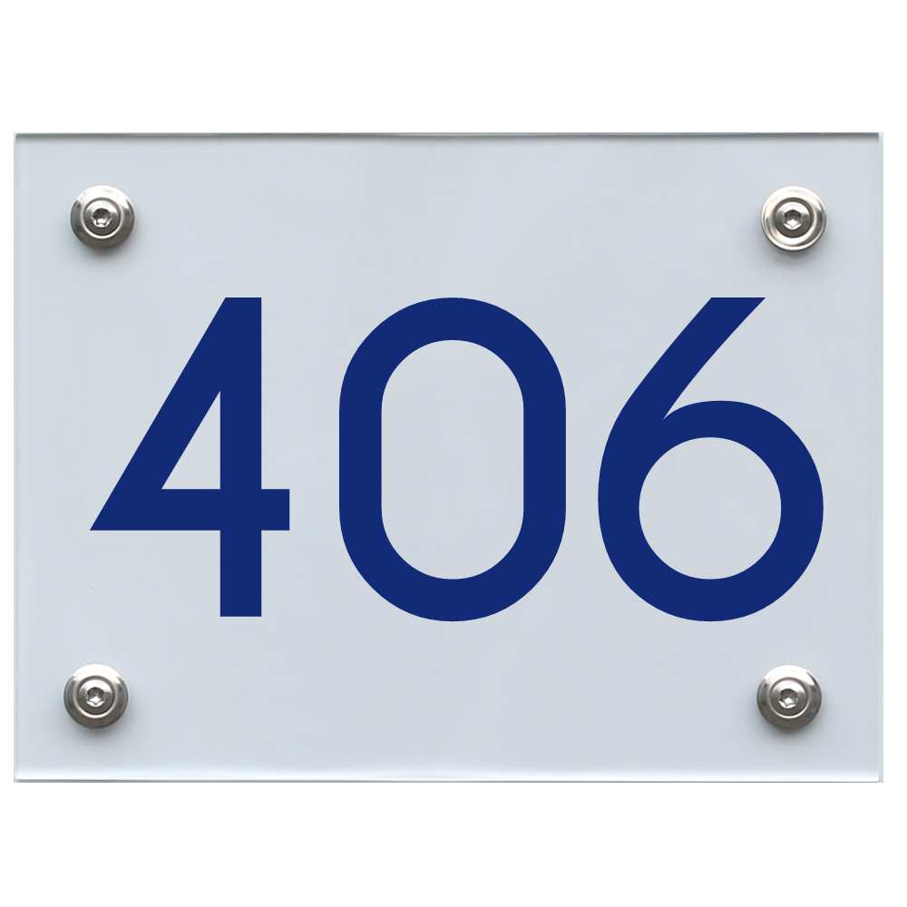 Hausnummernschild 406 blau