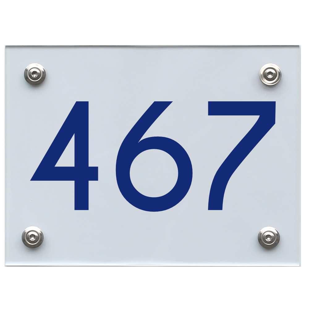 Hausnummernschild 467 blau