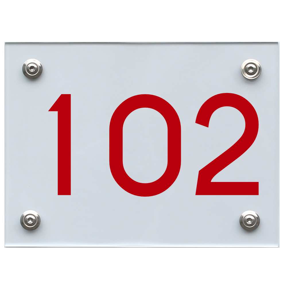 Hausnummernschild 102 rot
