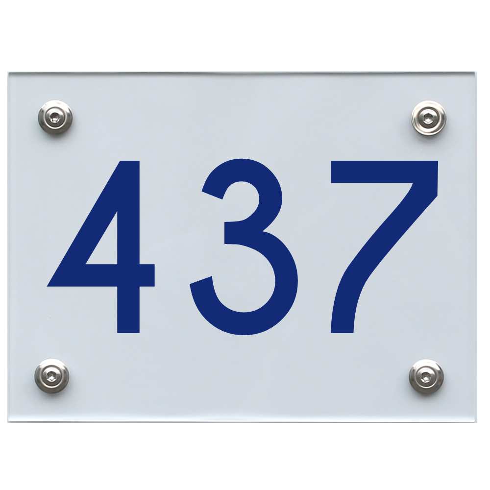 Hausnummernschild 437 blau